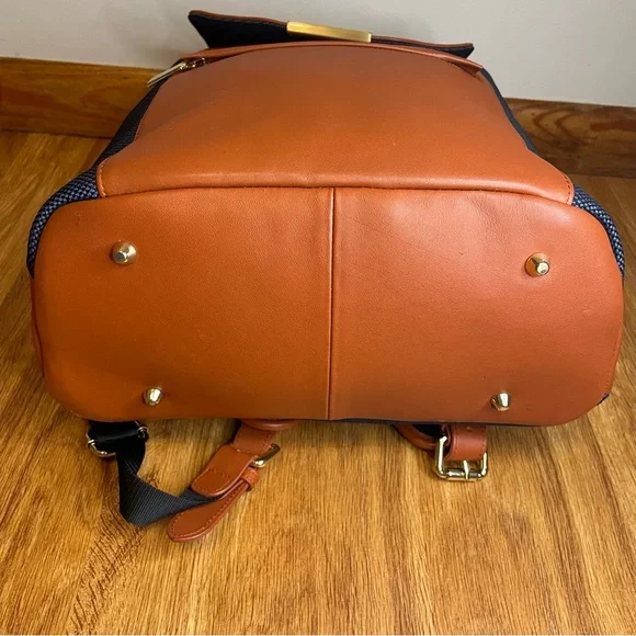 P.Mai Valletta Executive Backpack Cognac Navy Leather - Picture 8 of 12